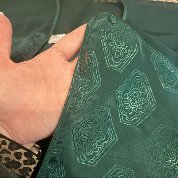 Vintage Val Mode Lingerie Kelly Green Floral Lace Robe Dress Set Womens Size S - Picture 15 of 15